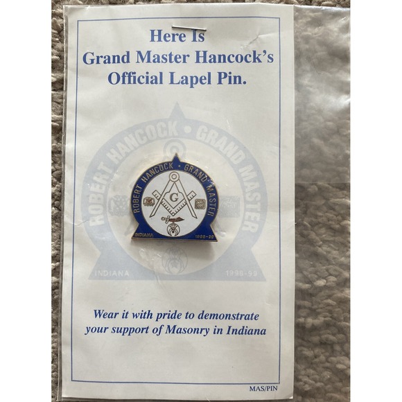 Other - Grand Master Hancock Indiana - Masonic, Masonry, Lapel pin.
